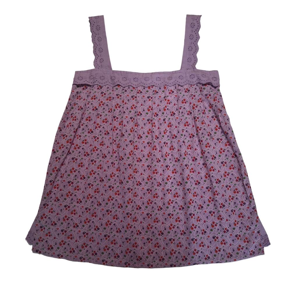 GAP Kids ditsy floral eyelet trim pleated blouse camisole sleeveless top